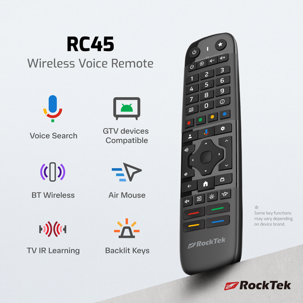 Пульт управления RockTek RC45 с аэромышью, голосовым поиском и подсветкой